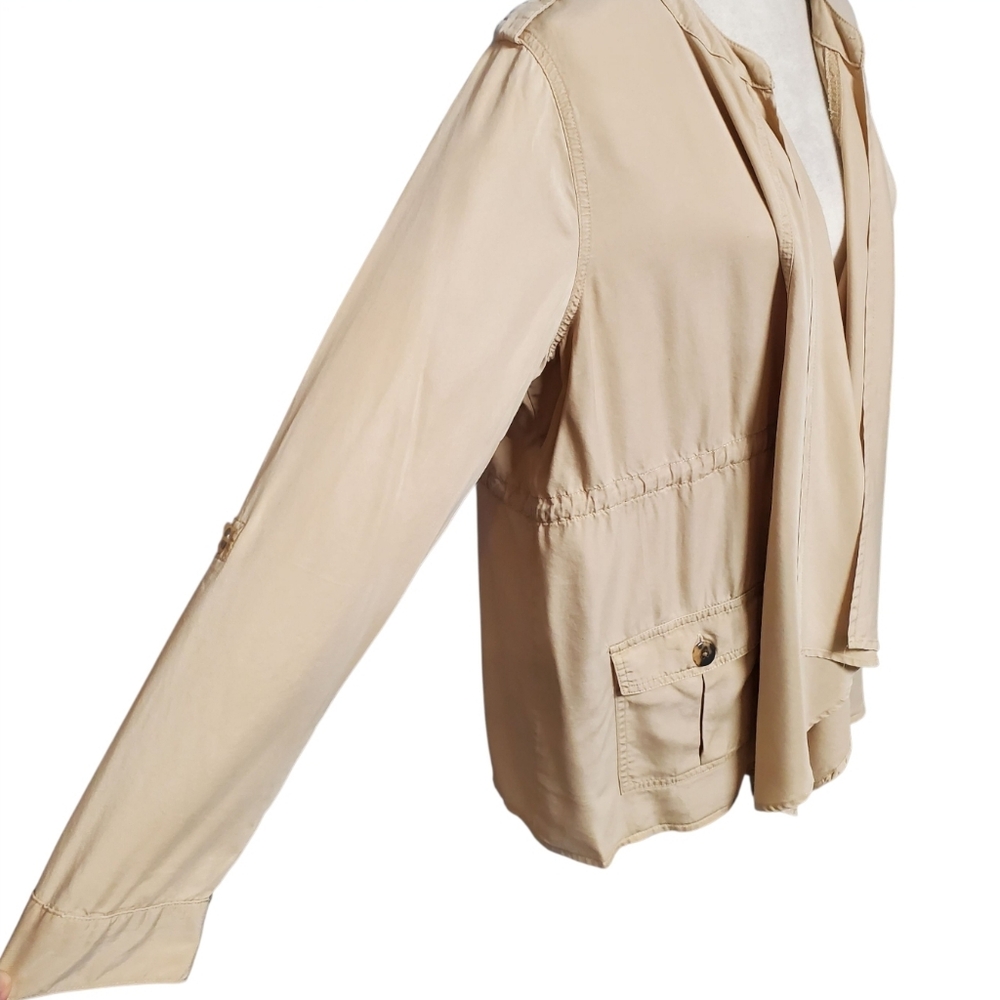 Calligraphie Drape Front Jacket Size Large Tan Dr… - image 3